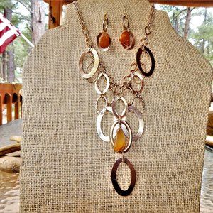 Dynamic Upcycled Carnelian Necklace & Earring Set